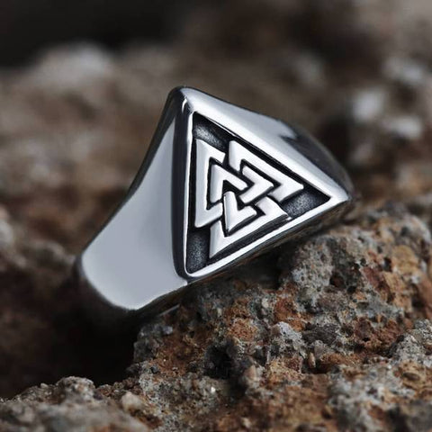 US SIZE VIKING SIGNET RING FOR MEN STAINLESS STEEL VALKNUT VIKING RINGS SCANDINAVIAN WIKINGER NORSE JEWELRY GIFT OSR626