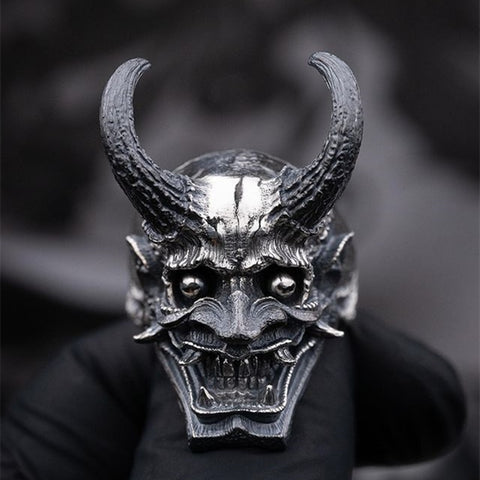 Japanese demon skull ring -  Punk Biker Skeleton rings for Men Party Jewelry Gifts
