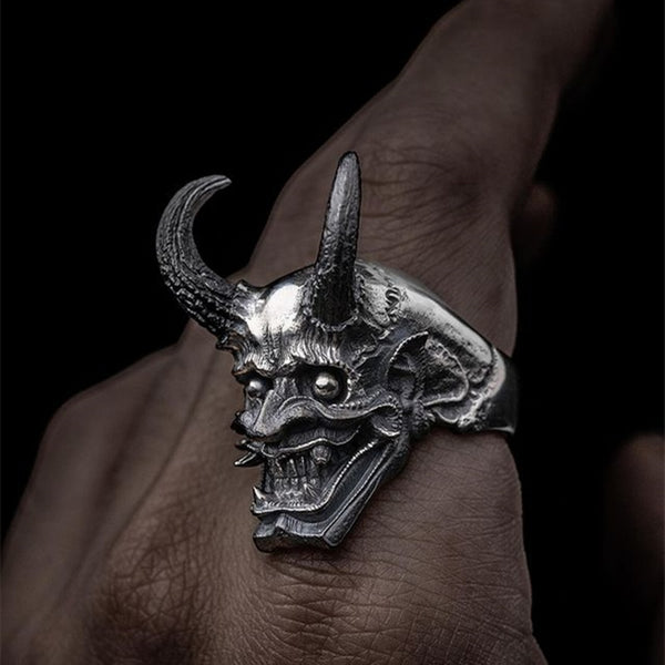 Japanese demon skull ring -  Punk Biker Skeleton rings for Men Party Jewelry Gifts