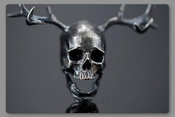 The witch lord  - antlers Skull Pendant Necklace. Witch, Punk Jewellery Stainless steel Retro Hollowed.