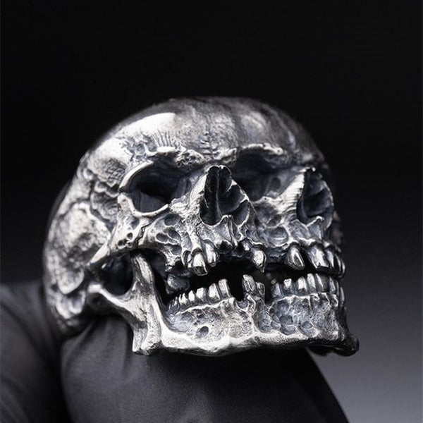Skull double death - Stainless Steel Rings for Men Skeleton Biker Party Jewelry Gifts for him