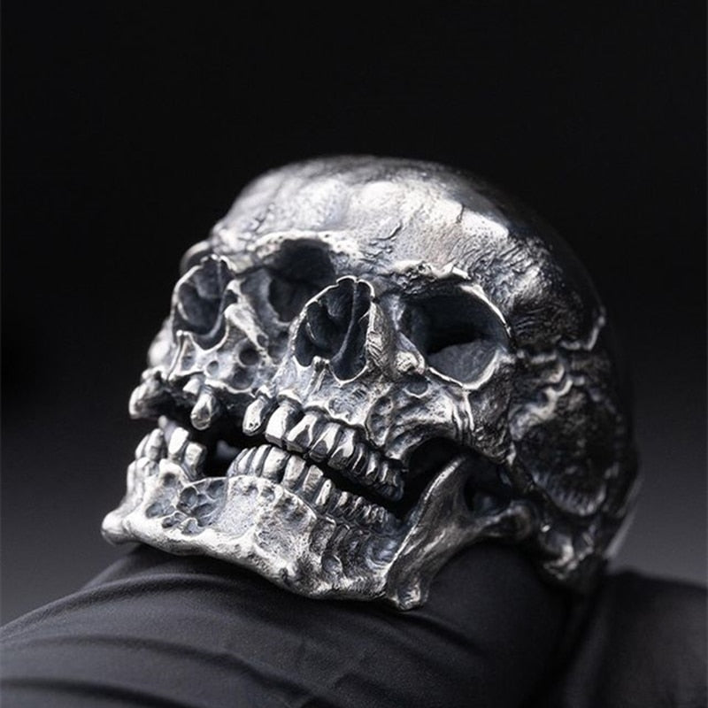 Skull double death - Stainless Steel Rings for Men Skeleton Biker Party Jewelry Gifts for him