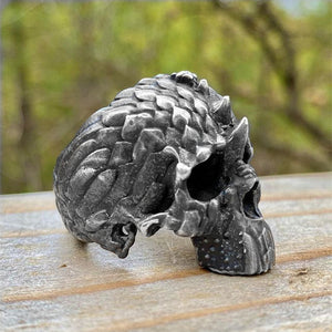 EYHIMD Mens Silver Color 316L Stainless Steel Skull Rings for Men Biker Punk Skeleton Ring Party Jewelry Gifts for him